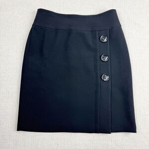 Talbots A Line Skirt Womens Size 6 Black Large Front Buttons Mini Retro Lined